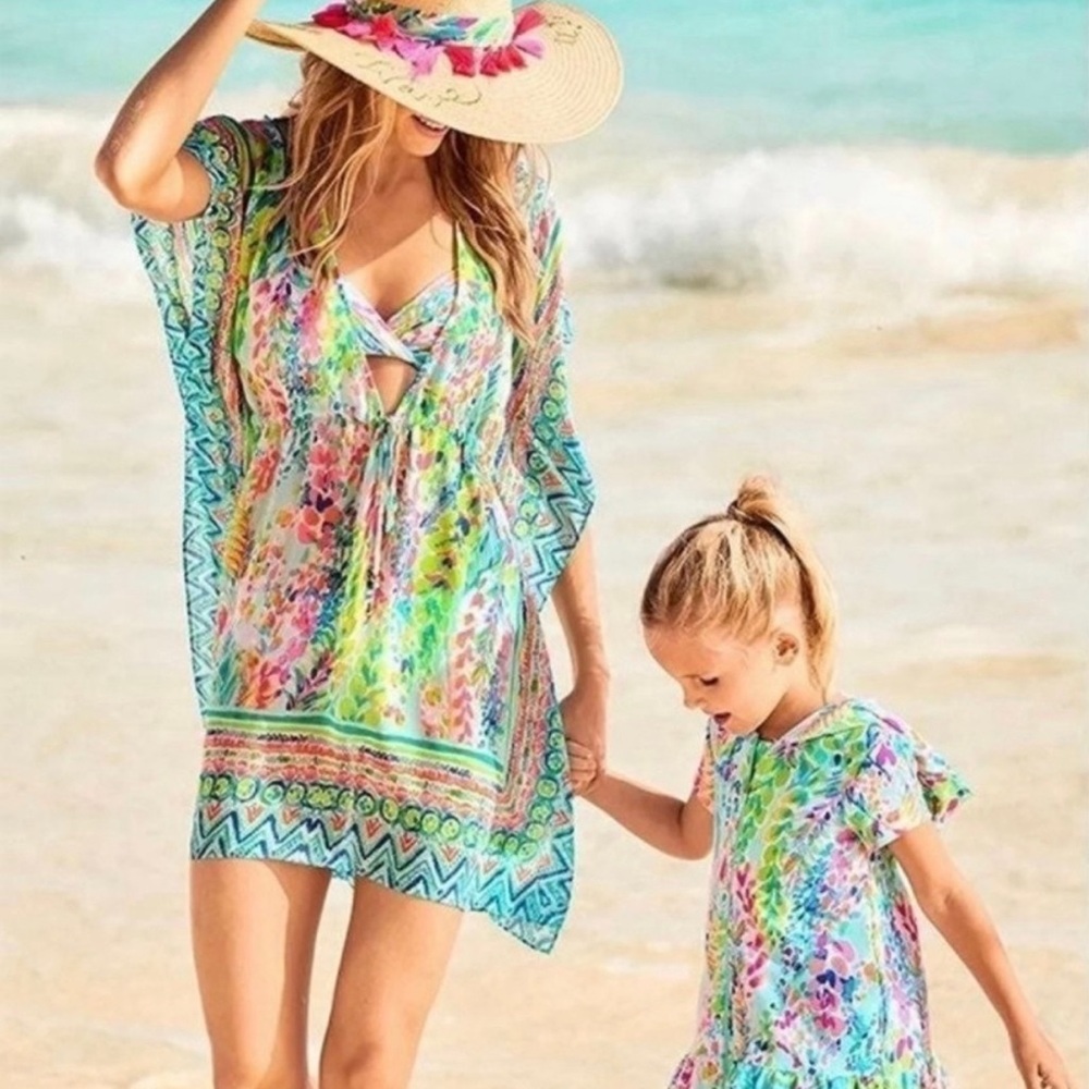 🦄NWOT Lilly Pulitzer Gardenia Cover Up in Catch The Wave, Size XL